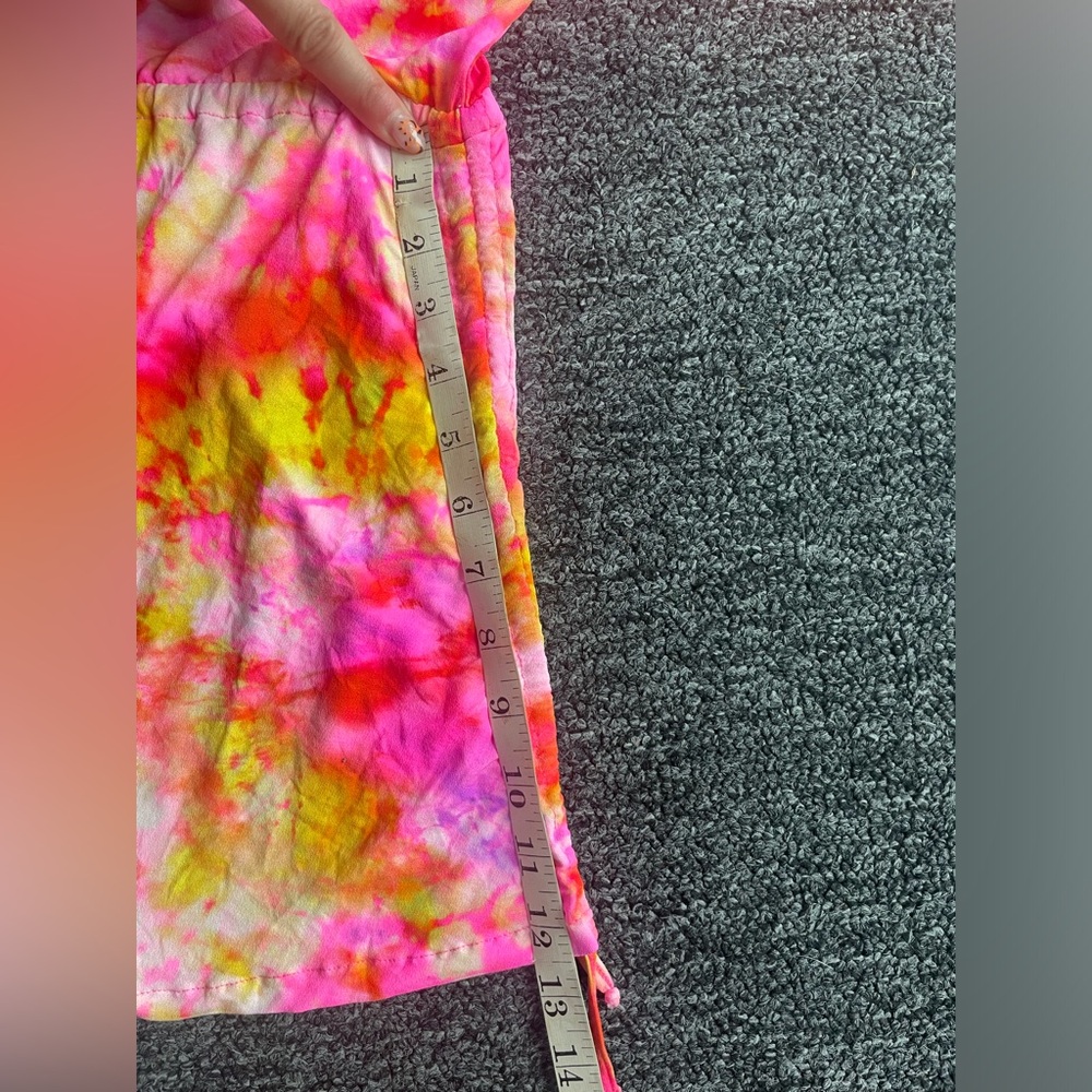 Luli Fama Vibrant Summer Beach Colorful Tie-Dye V-neck Adjustable Flowy Cover Up - Picture 6 of 11